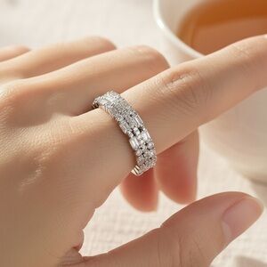 Sterling Silver Cubic Zircon Ring Minimalist, Dainty Diamond Stackable